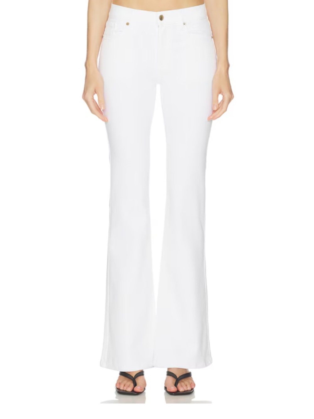 Frame Flare Jeans White Denim Size 32 Forever Karlie Womens Gold Button